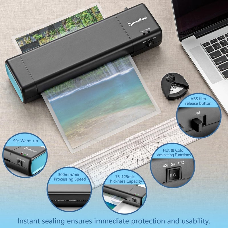 speedlami 90 Seconds Fast preheat, 4 in 1 Laminator Machine,Home laminator,A4 Laminating Machine Hot & Cold with Paper Trimmer & Corner Rounder,9 Inch Thermal Laminator Machine for Home Office - Image 3